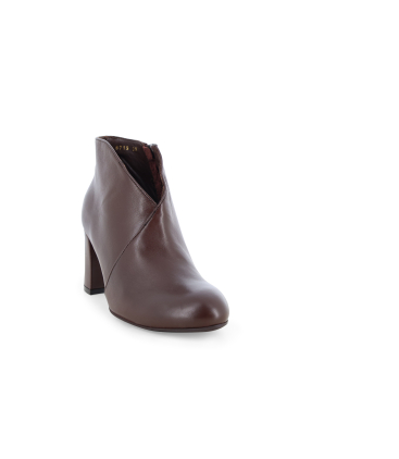 Stivaletto donna con cerniera in morbida pelle marrone z420q