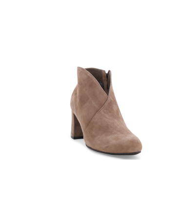 Stivaletto donna con cerniera in morbida camoscio beige z420q