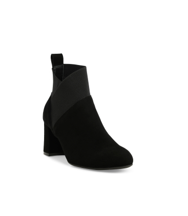 Stivaletto donna in camoscio comodo nero z433q