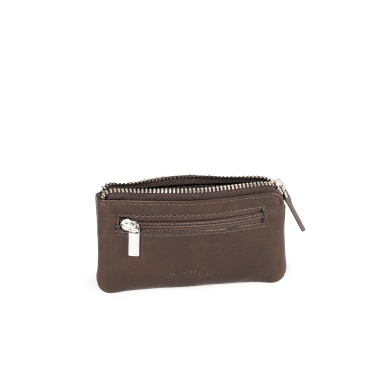 Portamonete Uomo In Vera Pelle Marrone Scuro - Piccolo Astuccio Con Tasca - 4