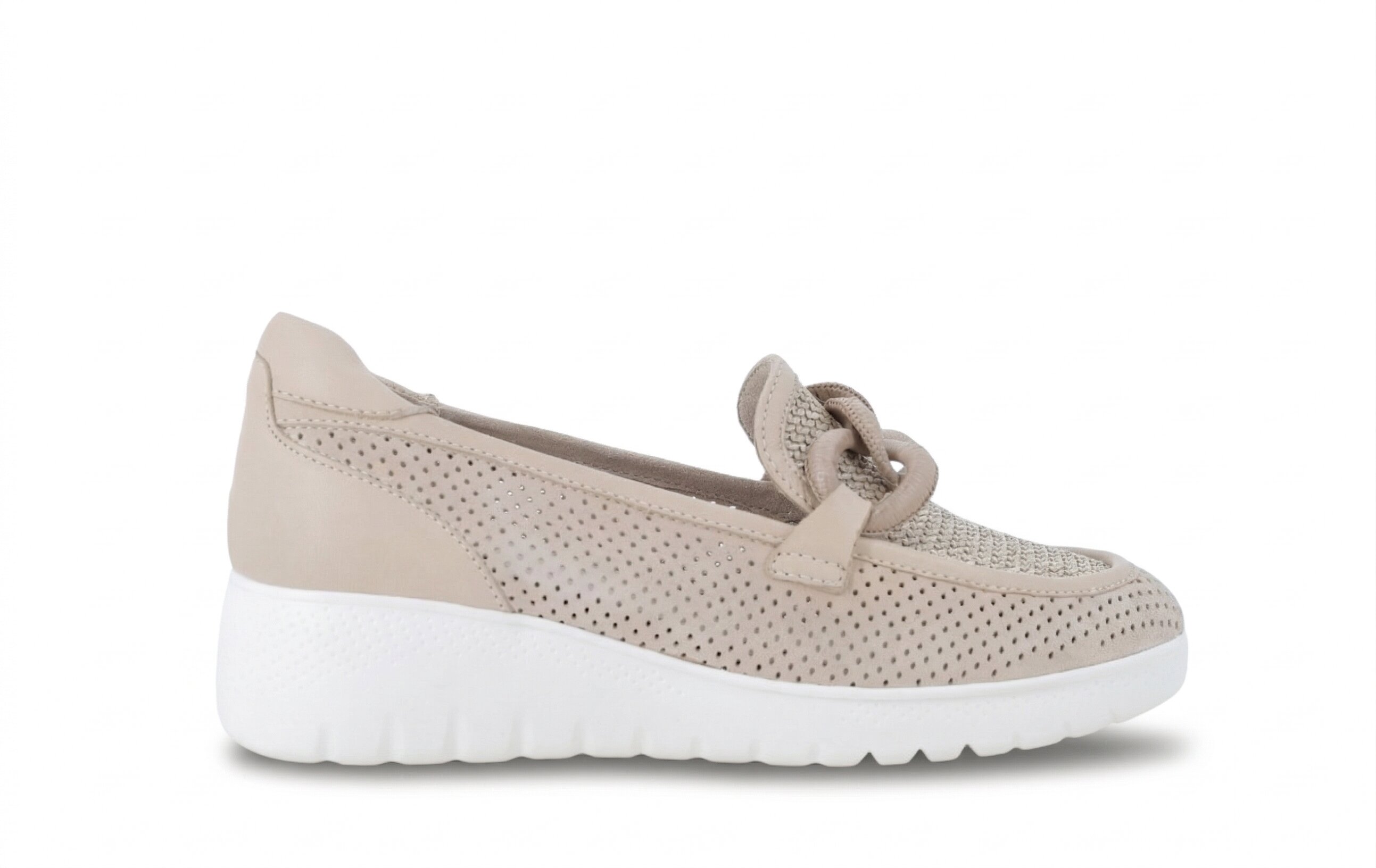 Slip-on comoda in pelle laserata beige k55480 41